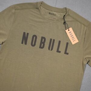 NOBULL Mens Ultrasoft Workout Tee Army Green Medium Chest Logo Performance Slim